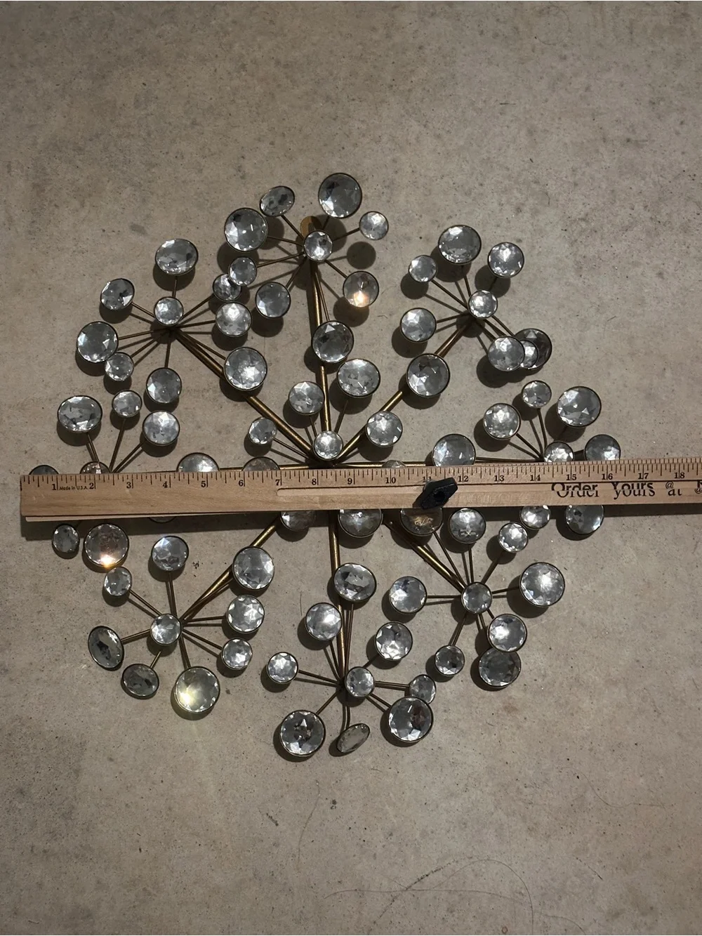 Crystal Burst Metal Wall Art - Clear Crystal and Gold Finish